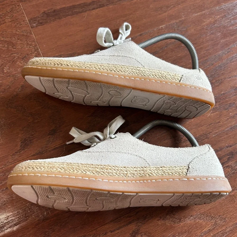 Born Oxford Shoes Womens Beige Suede Lace Up Espadrille Jute Trim 8M